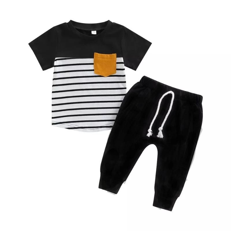 Conjunto bebê e infantil listrado verão
