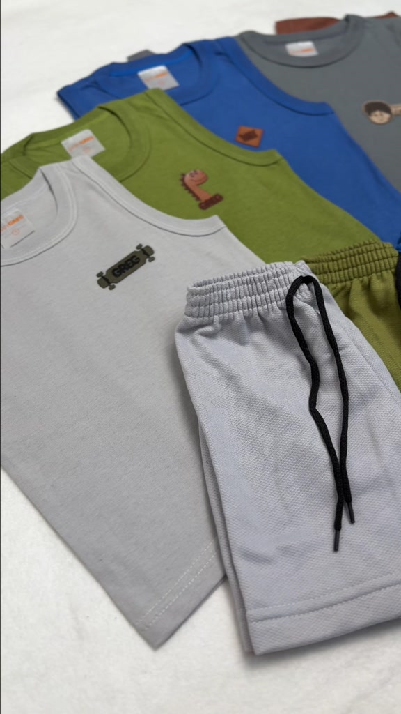 Conjunto de Bebe Menino Estilo Casual Minimalista Monocromático Verão Infantil Menino Casual