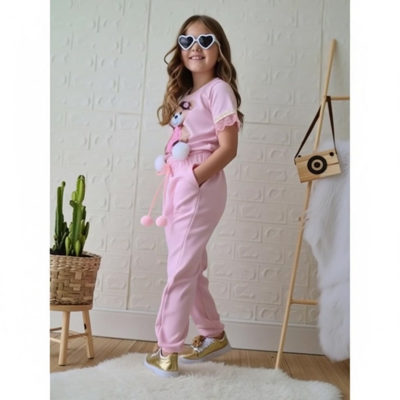 Conjunto Feminino Infantil de Menina Calça Modinha Verão Conjunto de Menina