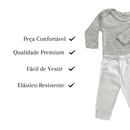 kit 4 peças mijão calça e body manga longa infantil bebe masculino e feminino