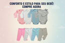 kit 4 peças mijão calça e body manga longa infantil bebe masculino e feminino