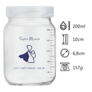 Kit com 5 Potes de Vidro para Armazenar Leite Materno 200ml Com Graduação
