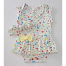 Body saia estampado para bebê feminino com chapéu