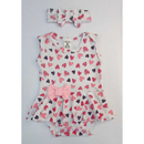Body Saia Bebê Estampado com Chapéu Look Completo Delicado