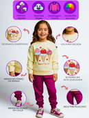 Kit 4 Peças Conjunto Moletom Infantil Menina 1 ao 16 Feminino Outono Inverno