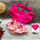 Jardineira Romper com faixa Bebê Menina Body Temático Book Festa Mesversário ensaio temático romper de bebe menina
