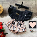 Jardineira Romper com faixa Bebê Menina Body Temático Book Festa Mesversário ensaio temático romper de bebe menina