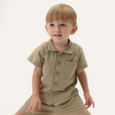 Kit 2 Peças Camisa E Bermuda Infantil Menino Mauricinho Blogueirinho Estiloso 100% Algodão