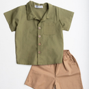 Conjunto Infantil Menino Camisa e Bermuda 100% Algodão – Estilo Social Casual Elegante