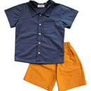 Conjunto Infantil Menino Camisa e Bermuda 100% Algodão – Estilo Social Casual Elegante