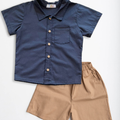 Conjunto Infantil Menino Camisa e Bermuda 100% Algodão – Estilo Social Casual Elegante