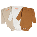 Kit 3 Body Minimalista Suedine Para Bebê Liso Manga Longa 100% Algodão RN/P/M/G/GG Baby Greg