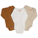 Kit 3 Body Minimalista Suedine Para Bebê Liso Manga Longa 100% Algodão RN/P/M/G/GG Baby Greg