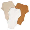 Kit 3 Body Minimalista Suedine Para Bebê Liso Manga Longa 100% Algodão RN/P/M/G/GG Baby Greg