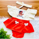 Jardineira Romper com faixa Bebê Menina Body Temático Book Festa Mesversário ensaio temático romper de bebe menina