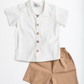 Conjunto Infantil Menino Camisa e Bermuda 100% Algodão – Estilo Social Casual Elegante