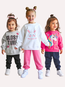 Kit 4 Peças Conjunto Moletom Infantil Menina 1 ao 16 Feminino Outono Inverno
