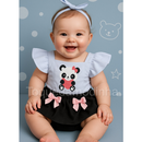 Jardineira Romper com faixa Bebê Menina Body Temático Book Festa Mesversário ensaio temático romper de bebe menina