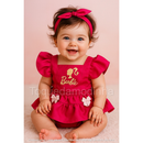 Jardineira Romper com faixa Bebê Menina Body Temático Book Festa Mesversário ensaio temático romper de bebe menina