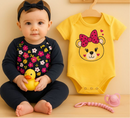 Kit Body Bebê Menina 100% Algodão Conjunto Completo com Estampas Divertidas