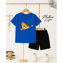 Kit 2 peças Camiseta + bermuda conjunto infantil menino estampa urso moda casual