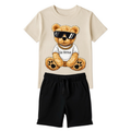 Conjunto Infantil Menino Camiseta e Bermuda Estampa Urso – Look Casual Confortável para o Dia a Dia