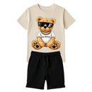 Conjunto Infantil Menino Camiseta e Bermuda Estampa Urso – Look Casual Confortável para o Dia a Dia