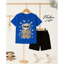 Kit 2 peças Camiseta + bermuda conjunto infantil menino estampa urso moda casual