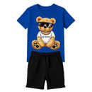 Conjunto Infantil Menino Camiseta e Bermuda Estampa Urso – Look Casual Confortável para o Dia a Dia