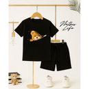 Kit 2 peças Camiseta + bermuda conjunto infantil menino estampa urso moda casual