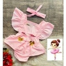 Jardineira Romper com faixa Bebê Menina Body Temático Book Festa Mesversário ensaio temático romper de bebe menina