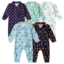 Kit 5 Macacões Bebê Canelado com Zíper Confortável Estampado