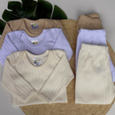 Kit 6 Peças Canelado Premium Roupas de Bebê Conjunto Menino Menina 3 Body e 3 Mijão
