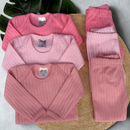 Kit 6 Peças Canelado Premium Roupas de Bebê Conjunto Menino Menina 3 Body e 3 Mijão