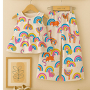 Conjunto Infantil Menina Verão Blusa Babado e Calça Pantacourt Estiloso