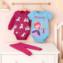 Kit Body Bebê Menina 100% Algodão Conjunto Completo com Estampas Divertidas