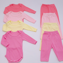 Kit 4 Peças Body + Mijão Menina e Menino Manga Longa Infantil Bory Bori Feminina e Masculino RN ao G