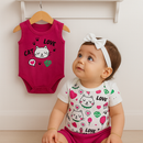 Kit Body Bebê Menina 100% Algodão Conjunto Completo com Estampas Divertidas