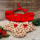 Jardineira Romper com faixa Bebê Menina Body Temático Book Festa Mesversário ensaio temático romper de bebe menina