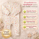 Roupinha Macacão Longo Menina Menino Pijaminha Fechamento Zíper 100% Algodão -Tam RN, P, M e G