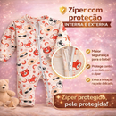Roupinha Macacão Longo Menina Menino Pijaminha Fechamento Zíper 100% Algodão -Tam RN, P, M e G
