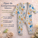 Roupinha Macacão Longo Menina Menino Pijaminha Fechamento Zíper 100% Algodão -Tam RN, P, M e G