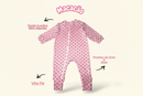 Kit com 3 macacões estampado para menina rosa com zíper