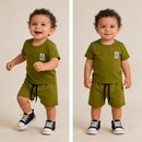 Conjunto de Bebe Menino Estilo Casual Minimalista Monocromático Verão Infantil Menino Casual