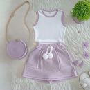 Conjunto Infantil Menina Regata Ribana e Short Saia Ana ruga Confortável e Estiloso