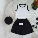 Conjunto Infantil Menina Regata Ribana e Short Saia Ana ruga Confortável e Estiloso