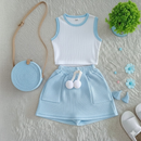 Conjunto Infantil Menina Regata Ribana e Short Saia Ana ruga Confortável e Estiloso