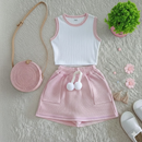 Conjunto Infantil Menina Regata Ribana e Short Saia Ana ruga Confortável e Estiloso