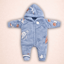 Kit 3 Peças Macacão Bebe Inverno Microfibra Com Capuz Menino