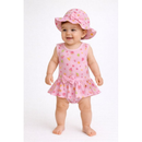 Body saia estampado para bebê feminino com chapéu